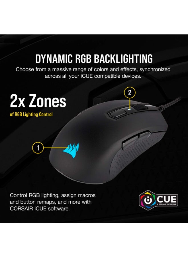 CORSAIR - Corsair M55 RGB Pro Ambidextrous Wired Gaming Mouse, 12400 DPI Adjustable Sensor-Black - Image 1