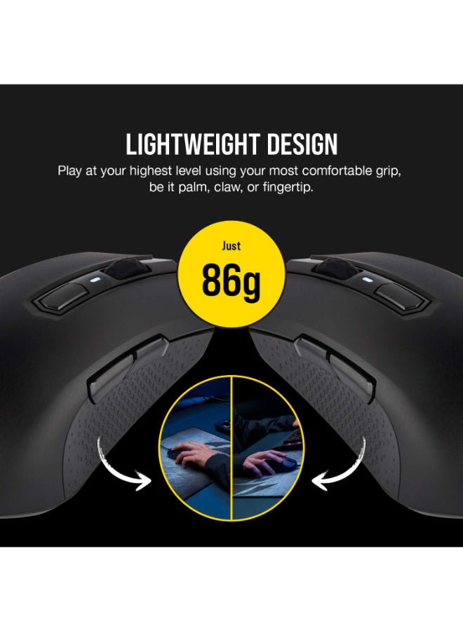 CORSAIR - Corsair M55 RGB Pro Ambidextrous Wired Gaming Mouse, 12400 DPI Adjustable Sensor-Black - Image 1