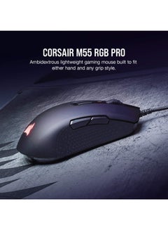 CORSAIR Corsair M55 RGB Pro Ambidextrous Wired Gaming Mouse, 12400 DPI Adjustable Sensor-Black  - Image 2