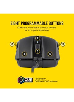 CORSAIR Corsair M55 RGB Pro Ambidextrous Wired Gaming Mouse, 12400 DPI Adjustable Sensor-Black  - Image 5