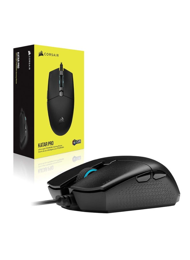 كورسير - Katar Pro Ultra-Light Optical Usb Gaming Mouse With Backlit Rgb Led, 12400 Dpi (Black) - Image 1