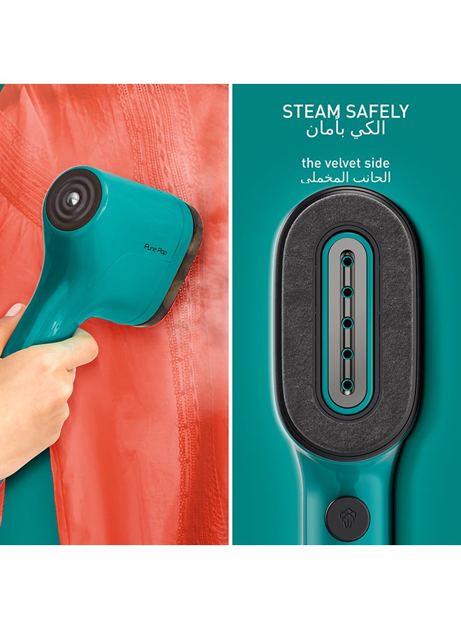 Tefal - TEFAL Pure POP Garment Steamer | Steams/Purifies Garments | Steam Output Up to 20 g/min | Removes Lint | Delicate Fabrics | Reversible Pad System | Ultra-Compact | Travel-Friendly | Fast Heat-Up | 70 ml 1300 W DT2024G0 Green - Image 1