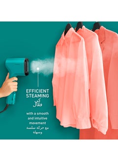 TEFAL Pure POP Garment Steamer | Steams/Purifies Garments | Steam Output Up to 20 g/min | Removes Lint | Delicate Fabrics | Reversible Pad System | Ultra-Compact | Travel-Friendly | Fast Heat-Up | 70 ml 1300 W DT2024G0 Green - pnsku/N70103978V/45/_/1724992912/b7ab6b96-9bdf-4a91-b9b3-df765e90edb0