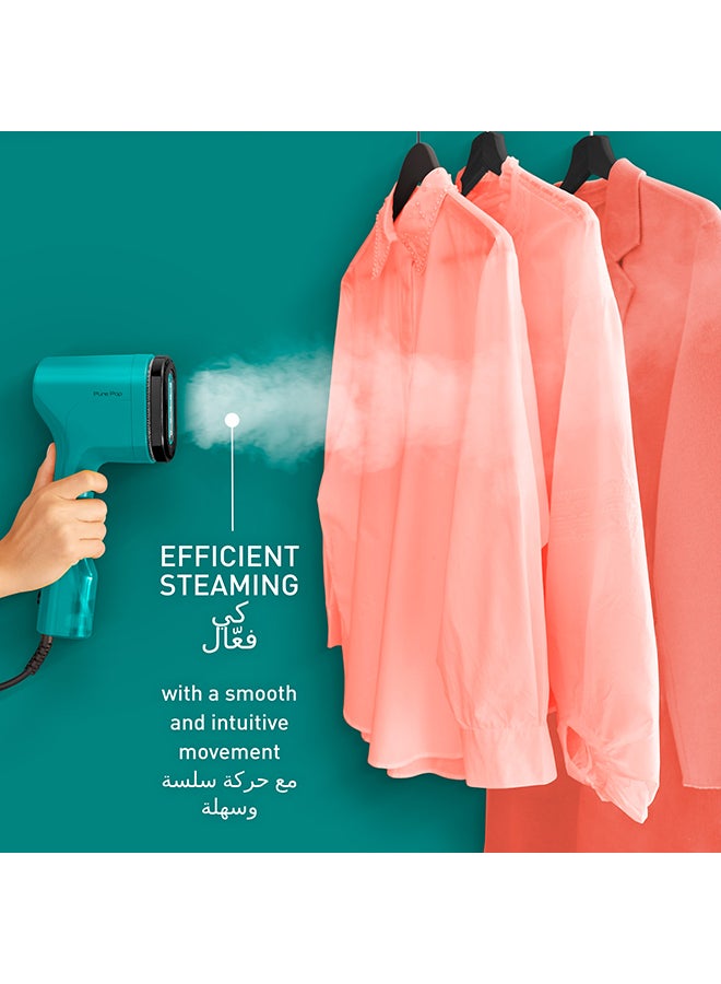 Tefal - TEFAL Pure POP Garment Steamer | Steams/Purifies Garments | Steam Output Up to 20 g/min | Removes Lint | Delicate Fabrics | Reversible Pad System | Ultra-Compact | Travel-Friendly | Fast Heat-Up | 70 ml 1300 W DT2024G0 Green - Image 1