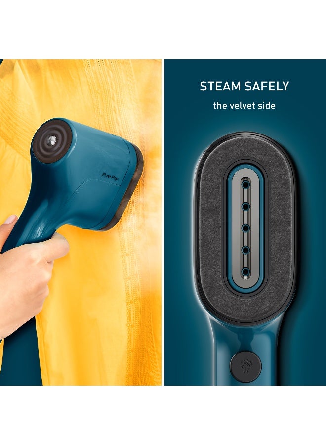 تيفال TEFAL Pure POP Garment Steamer | Steams/Purifies Garments | Steam Output Up to 20 g/min | Removes Lint | Delicate Fabrics | Reversible Pad System | Ultra-Compact | Travel-Friendly | Fast Heat-Up | 70 ml 1300 W DT2020G0 / DT2020E1 Alpes Blue - Image 5