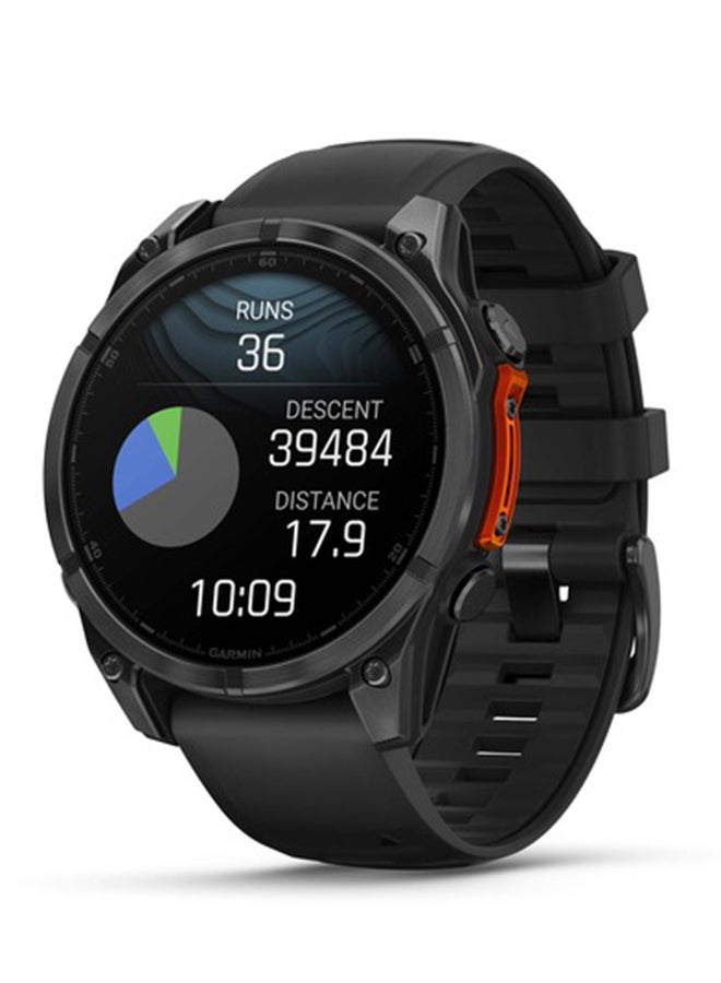 GARMIN - Fenix 8 - 47MM - Up To 16 Days Battery Life - 1.4"inch Amoled Display, Scratch Resistant, Sapphire Crystal, Heart Rate Monitor, All Day Stress Monitor, Offline Voice Command, Calling Features, Super Bright LED Flashlight, iOS and Android Compatible Slate Gray - Image 1