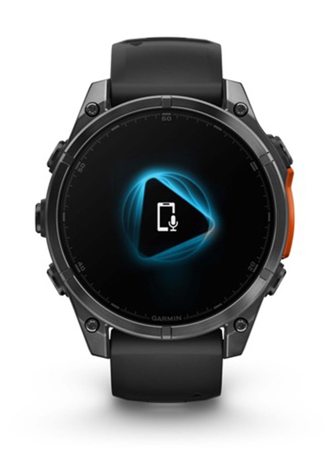 GARMIN - Fenix 8 - 47MM - Up To 16 Days Battery Life - 1.4"inch Amoled Display, Scratch Resistant, Sapphire Crystal, Heart Rate Monitor, All Day Stress Monitor, Offline Voice Command, Calling Features, Super Bright LED Flashlight, iOS and Android Compatible Slate Gray - Image 1