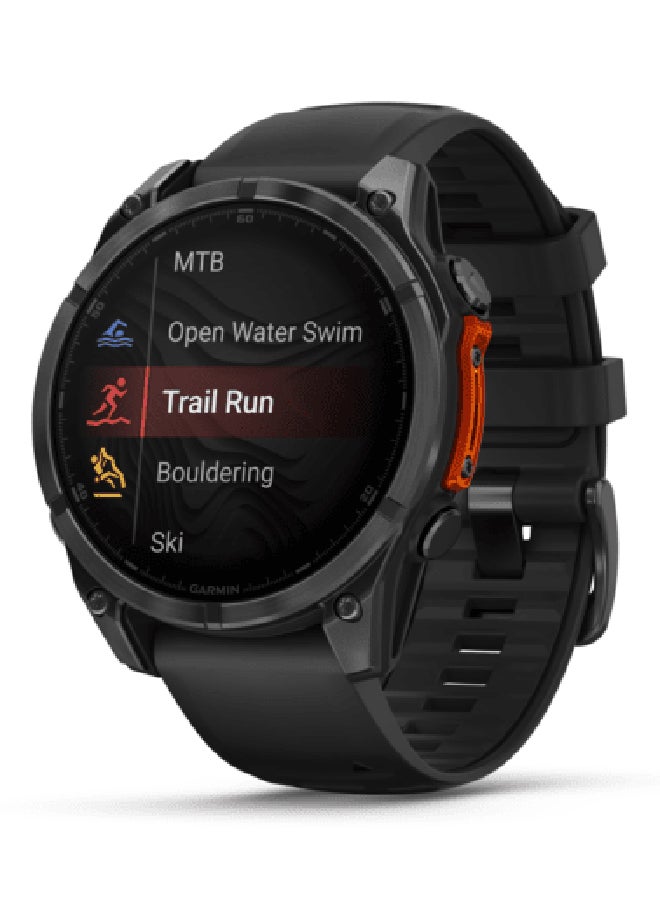GARMIN - Fenix 8 - 47MM - Up To 16 Days Battery Life - 1.4"inch Amoled Display, Scratch Resistant, Sapphire Crystal, Heart Rate Monitor, All Day Stress Monitor, Offline Voice Command, Calling Features, Super Bright LED Flashlight, iOS and Android Compatible Slate Gray - Image 1