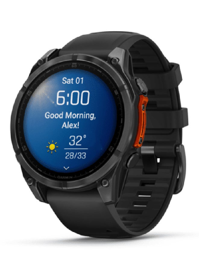 GARMIN - Fenix 8 - 47MM - Up To 16 Days Battery Life - 1.4"inch Amoled Display, Scratch Resistant, Sapphire Crystal, Heart Rate Monitor, All Day Stress Monitor, Offline Voice Command, Calling Features, Super Bright LED Flashlight, iOS and Android Compatible Slate Gray - Image 1
