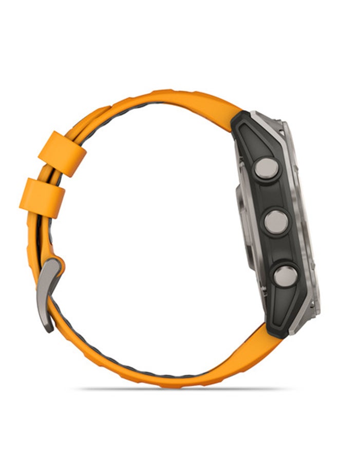 GARMIN - Fenix 8 - 51MM - Up To 29 Days Battery Life - 1.4"inch Amoled Display, Scratch Resistant, Sapphire Crystal, Heart Rate Monitor, All Day Stress Monitor, Offline Voice Command, Calling Features, Super Bright LED Flashlight, iOS and Android Compatible Titanium - Image 1
