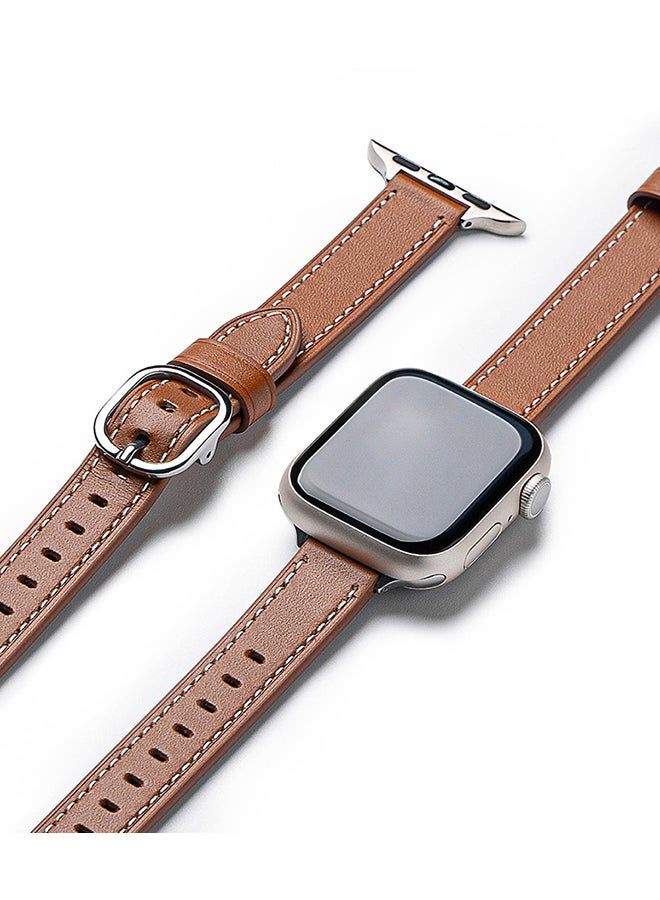 رينجك Leather One Slim Watch Band For Apple Watch 38 / 40 / 41mm, Lightweight Slim High-Quality Leather Elegant Style Breathable Fit Watch Band - Brown  - Image 1