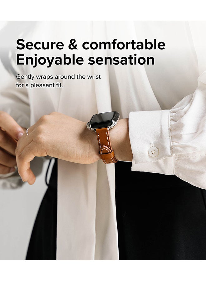 رينجك Leather One Slim Watch Band For Apple Watch 38 / 40 / 41mm, Lightweight Slim High-Quality Leather Elegant Style Breathable Fit Watch Band - Brown  - Image 5