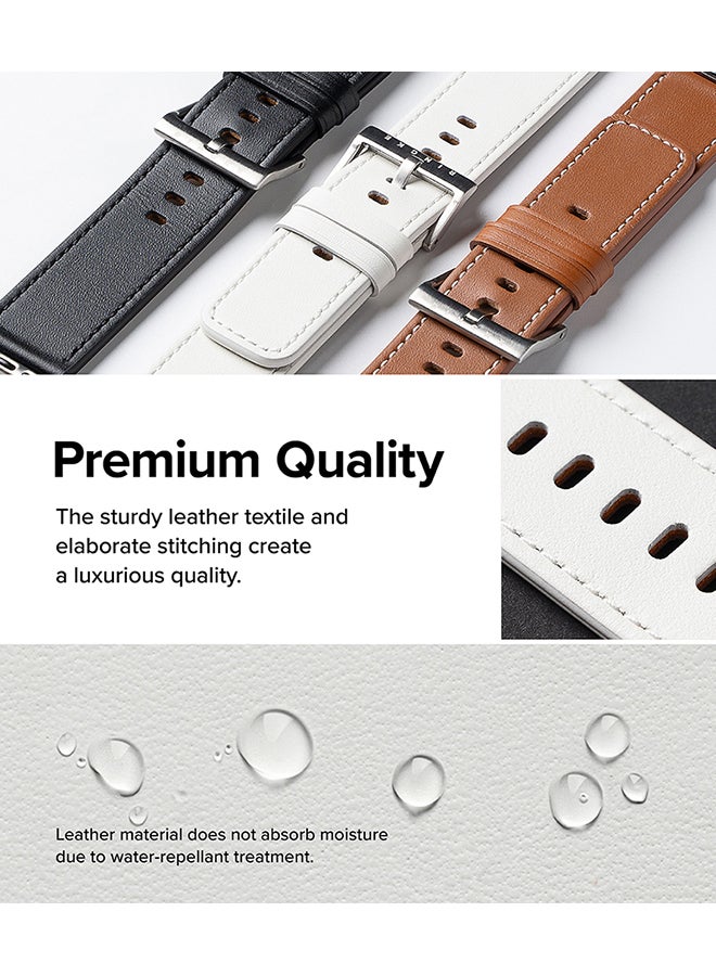 Ringke - Leather One Slim Basic Bold Watch Band For Apple Watch 42 / 44 / 45mm / 49mm, Lightweight Slim High-Quality Leather Elegant Watch Band - White - Image 1