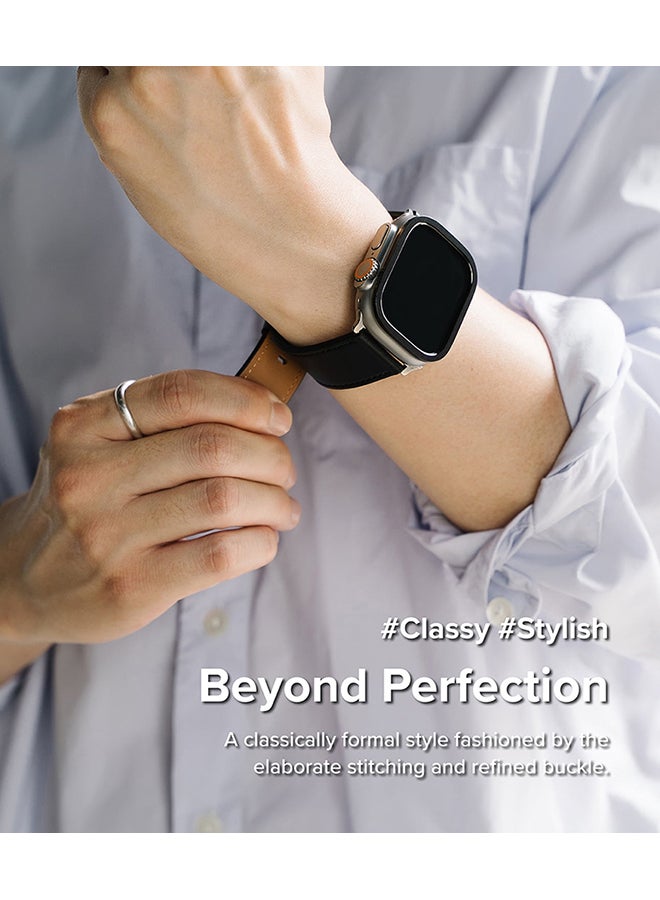 رينجك سوار ساعة جلدية ون سليم الأساسي الجريء لساعة آبل 42 / 44 / 45mm / 49mm، سوار ساعة جلدية أنيقة عالية الجودة خفيفة الوزن - - Image 4