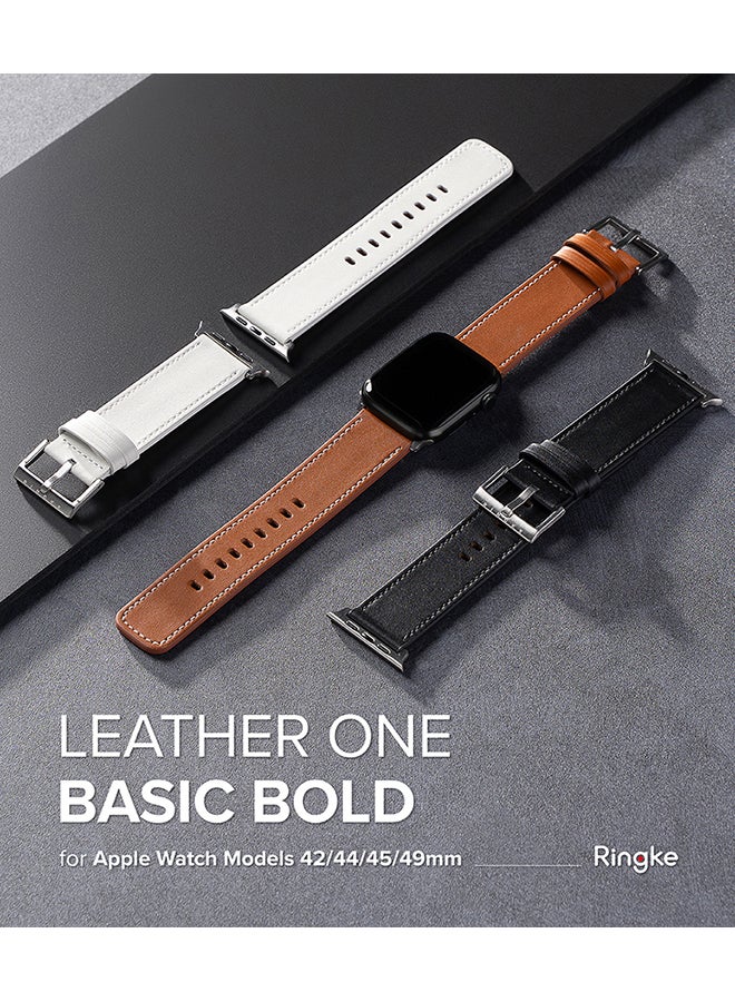 رينجك سوار ساعة جلدية ون سليم الأساسي الجريء لساعة آبل 42 / 44 / 45mm / 49mm، سوار ساعة جلدية أنيقة عالية الجودة خفيفة الوزن - - Image 2