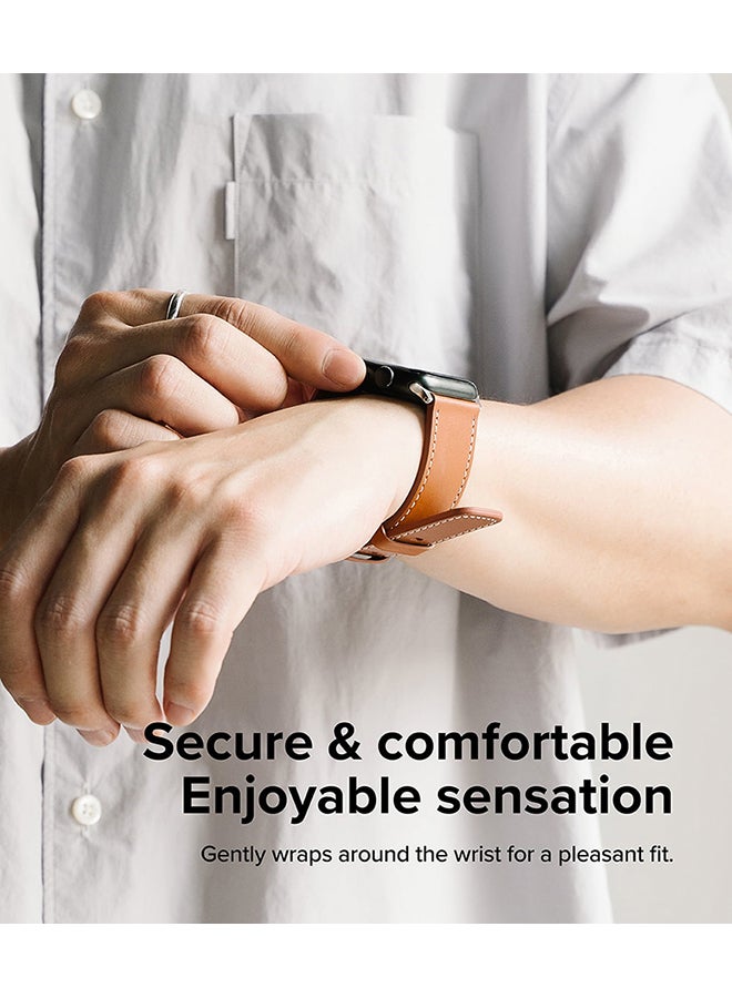 رينجك سوار ساعة جلدية ون سليم الأساسي الجريء لساعة آبل 42 / 44 / 45mm / 49mm، سوار ساعة جلدية أنيقة عالية الجودة خفيفة الوزن - - Image 5