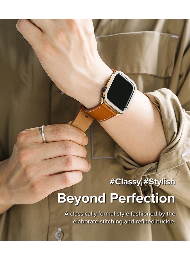 رينجك سوار ساعة جلدية ون سليم الأساسي الجريء لساعة آبل 42 / 44 / 45mm / 49mm، سوار ساعة جلدية أنيقة عالية الجودة خفيفة الوزن - - Image 4