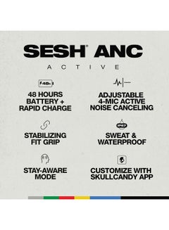 Skullcandy Sesh ANC Active Wireless In-Ear Headphones With Noise Cancellation, 48 Hours of Autonomy, IP67 Waterproof, Microphone, Compatible With iPhone And Android True Black/Orange  - Image 4