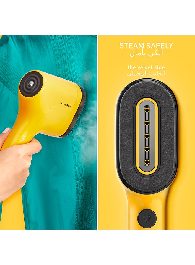 Tefal - TEFAL Pure POP Garment Steamer | Steams/Purifies Garments | Steam Output Up to 20 g/min | Removes Lint | Delicate Fabrics | Reversible Pad System | Ultra-Compact | Travel-Friendly | Fast Heat-Up | 70 ml 1300 W DT2026G0 Yellow - Image 1