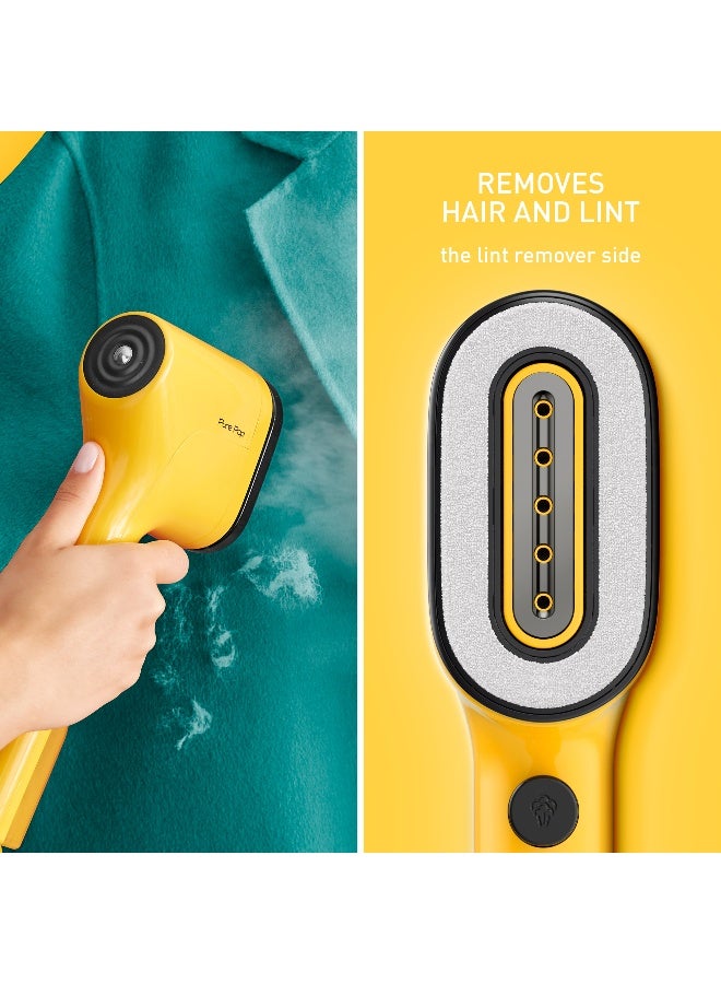 TEFAL Pure POP Garment Steamer | Steams/Purifies Garments | Steam Output Up to 20 g/min | Removes Lint | Delicate Fabrics | Reversible Pad System | Ultra-Compact | Travel-Friendly | Fast Heat-Up | 70 ml 1300 W DT2026G0 Yellow - Image 4