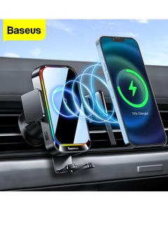 Wireless Car Charger, Auto-Clamping Car Mount 15W/10W/7.5W Fast Charging Air Vent Car Phone Mount Compatible with iPhone 15/14/13/13 Pro/12 Pro Max/12 pro/12/11/10 Series/Samsung Galaxy/Huawei Series Black