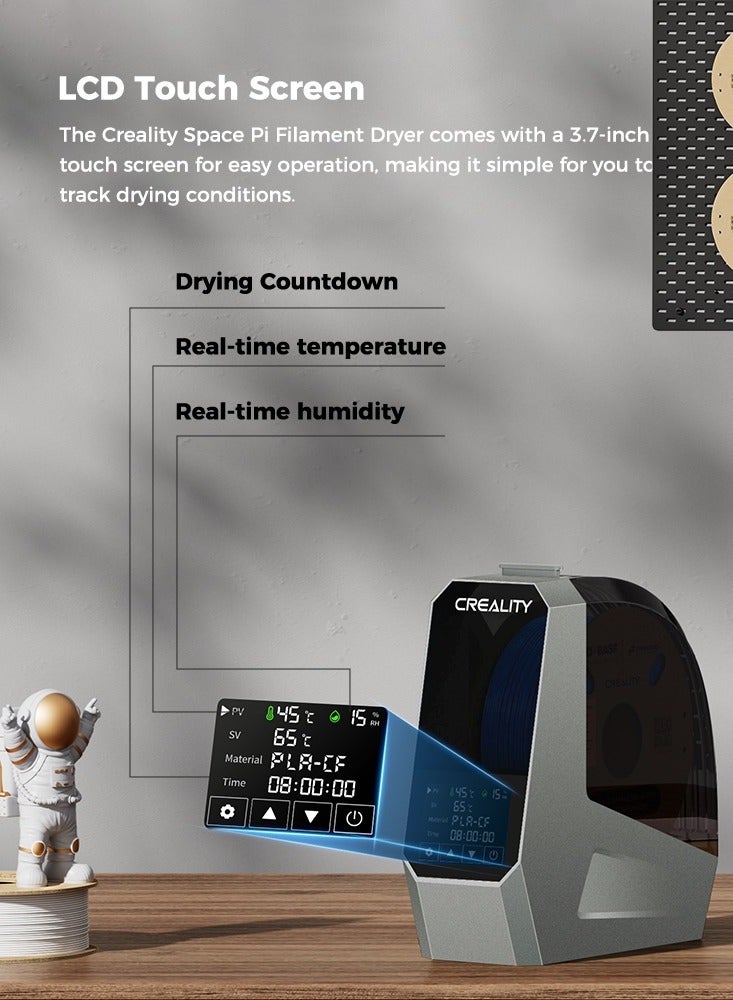 كريليتي 3D - مجفف خيوط Space PI، صندوق مجفف خيوط طابعة ثلاثية الأبعاد مع تسخين 360 درجة، صندوق تخزين مجفف خيوط مطور يدعم النايلون ABS و PETG و PLA و TPU بسمك 1.75/2.85 مم (مجفف خيوط Space PI) - Image 1