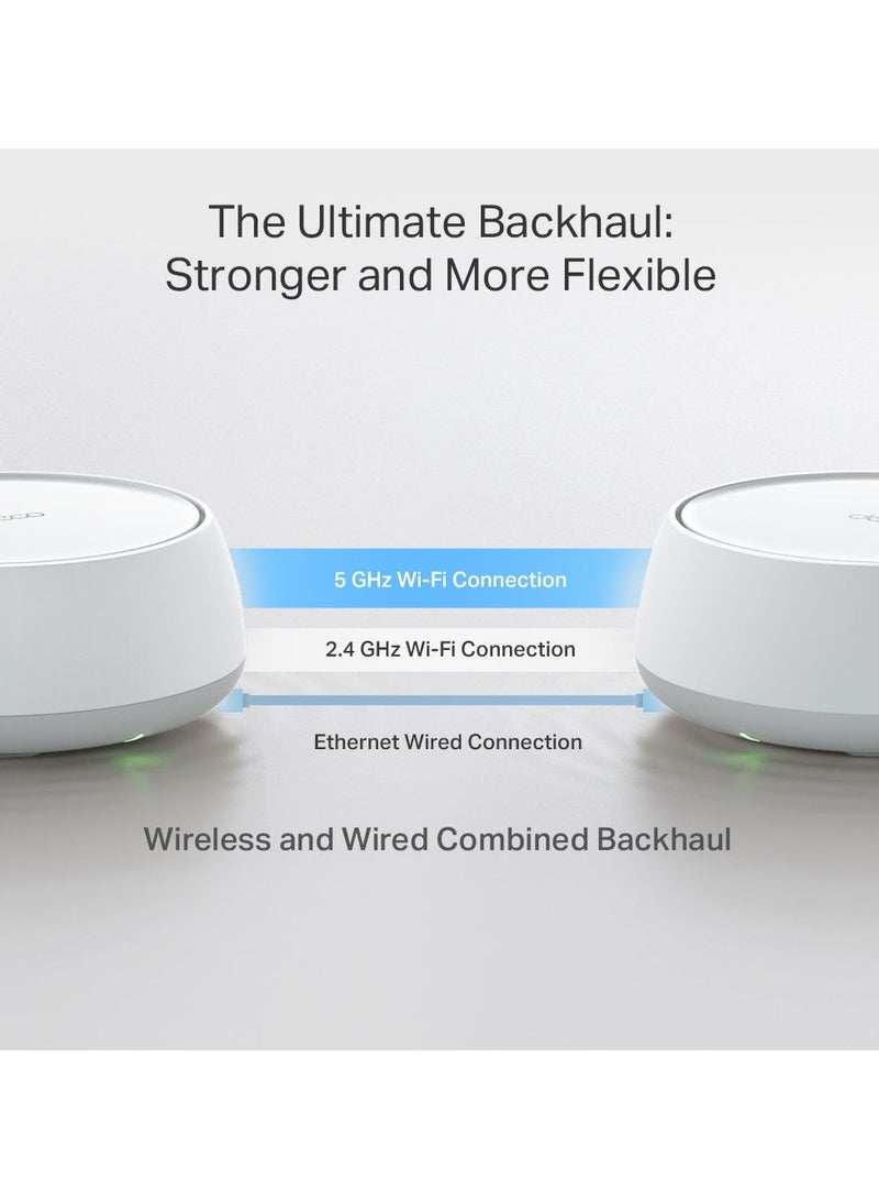 تي بي لينك - نظام Deco BE25 BE3600 Whole Home Mesh WiFi 7، بسرعة 688 ميجابت في الثانية بتردد 2.4 جيجاهرتز + 2882 ميجابت في الثانية بتردد 5 جيجاهرتز، منفذان بسرعة 2.5 جيجابت، تطبيق Deco، HomeShield، AI Mesh، MLO، Alexa وGoogle Assistant، عبوة من 3 قطع - Image 1