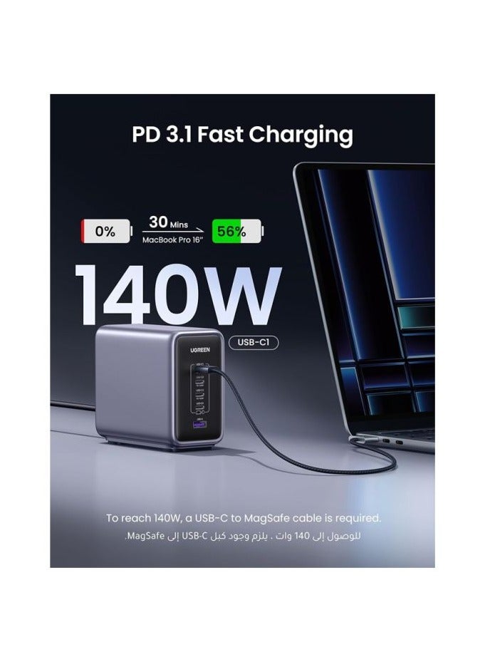 Ugreen Desktop Fast Charger Nexode GaN 4 USB-C Ports and USB Port 300W - Grey  - Image 3
