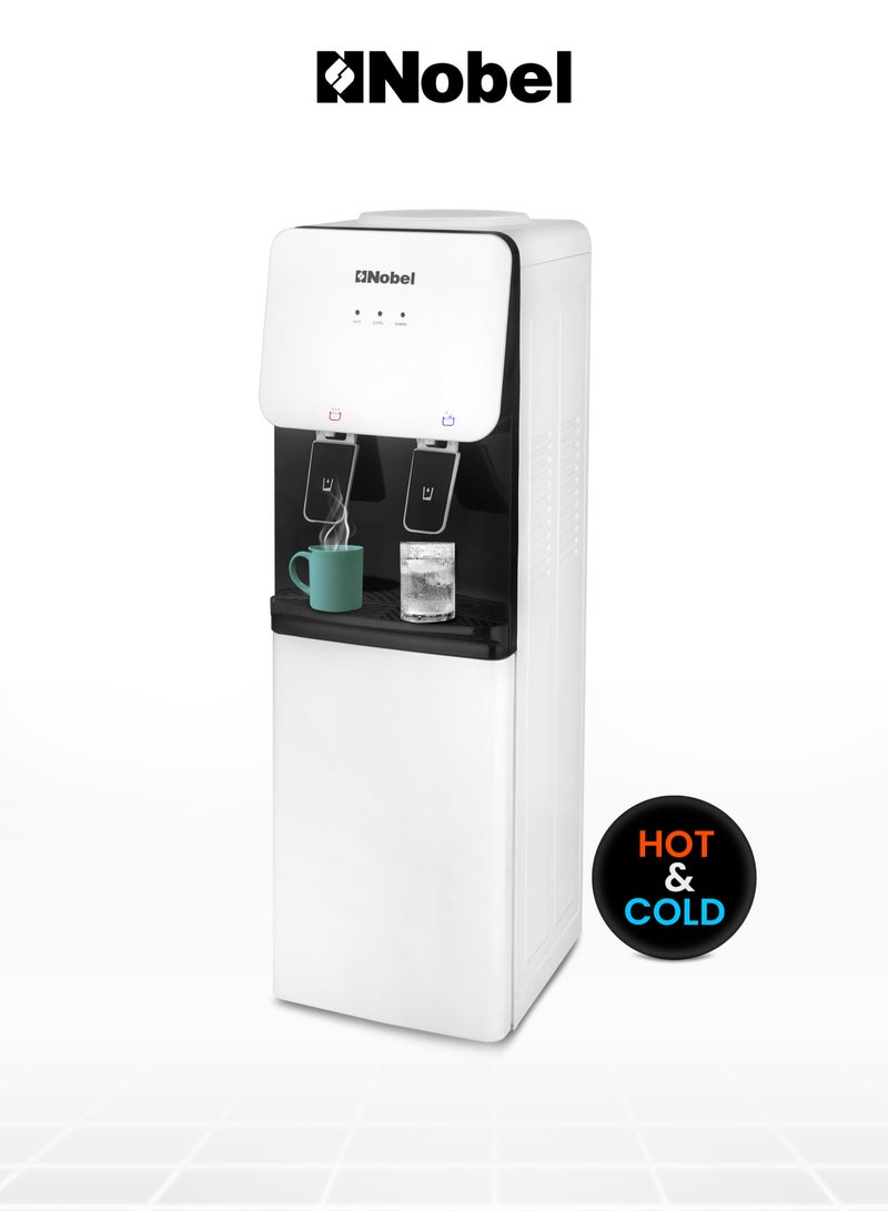 Nobel Freestanding Water Dispenser With Hot And Cold Taps, Integrated Storage Cabinet, Efficient Cooling and Heating Capabilities, R134a Compressor 620W NWD1600 White - Image 1