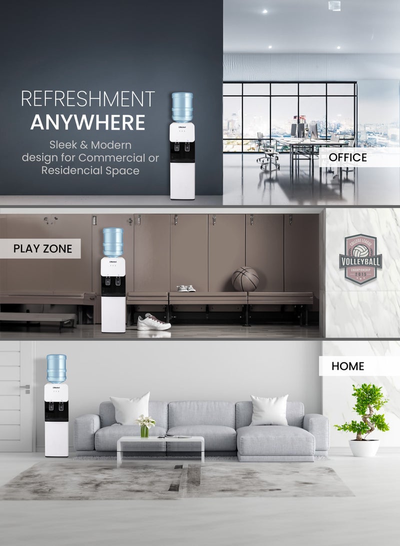 Nobel Freestanding Water Dispenser With Hot And Cold Taps, Integrated Storage Cabinet, Efficient Cooling and Heating Capabilities, R134a Compressor 620W NWD1600 White - Image 4