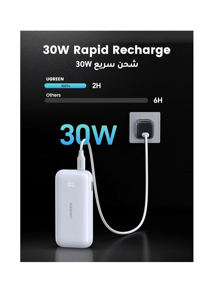 Ugreen 10000 mAh Mini Power Bank Two-Way Fast Charging 30W - White  - Image 3