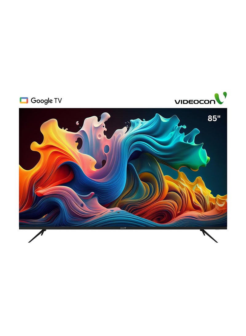 VIDEOCON 85 Inch Edgeless 4K UHD Official Google Tv With "Hey Google" Voice Remote, Bluetooth, Dolby Audio, A+ Grade Panel And Free Wall Bracket- 2024 New Model E85ELGT1100 Black  - Image 1