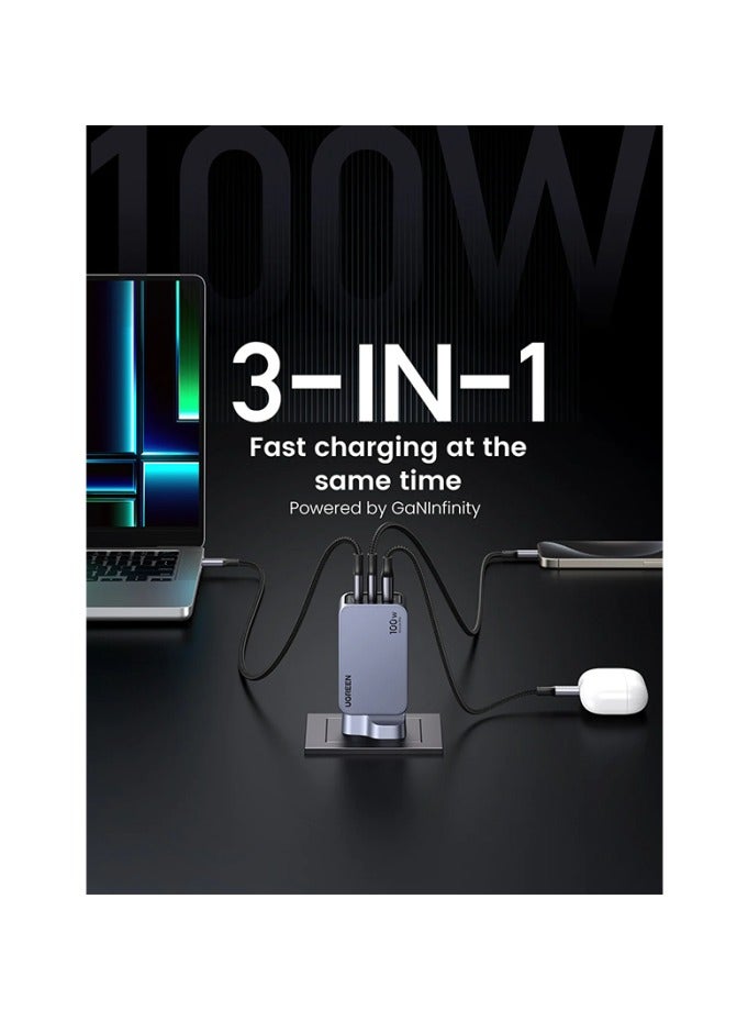 يو جرين شاحن حائط Nexode Pro بمنفذين USB-C ومنفذ USB بقوة 100 وات -  - Image 4