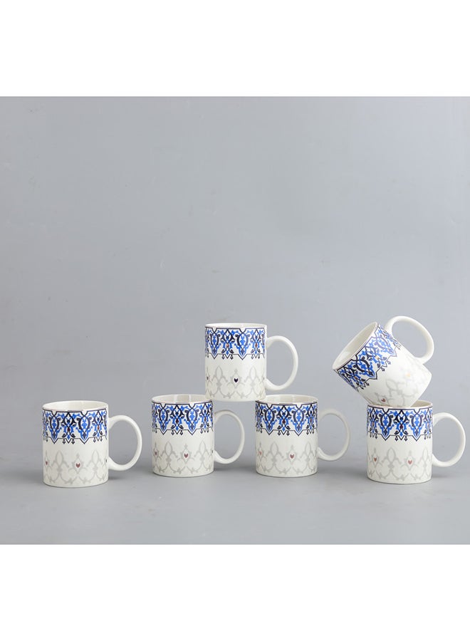 نيو فلام طقم أكواب شاي بورسلين 6 قطع مزينة بتصميم ملون متنوع - Image 2