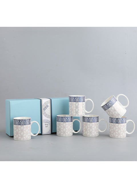Neoflam Porslain  Tea Mug Set 6Pc  Made Of Porcelain With Assorted Color Decorated Design Assorted Color Decorated