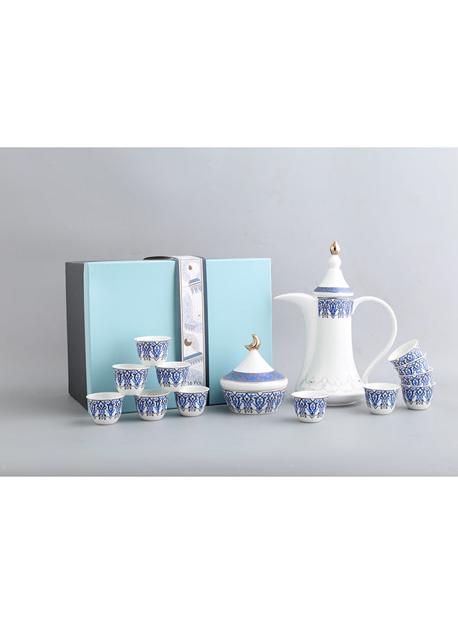 نيو فلام طقم قهوة عربية نيفولام 16 قطعة بتصميم مزخرف متنوع - Image 1