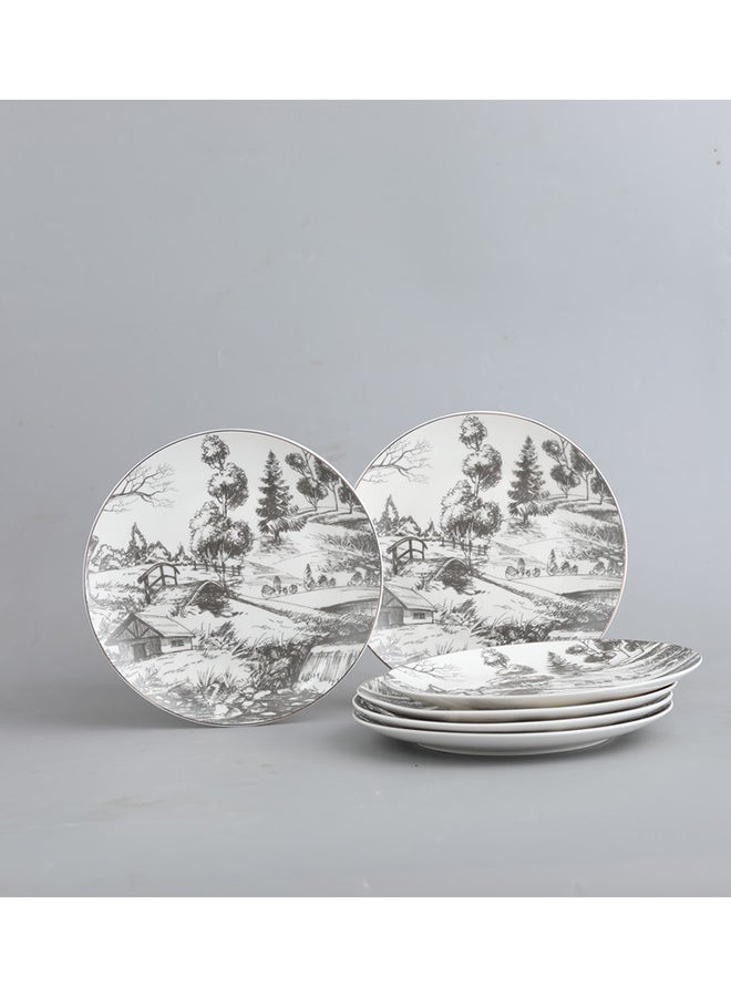 نيو فلام طقم أطباق حلوى مكون من 6 قطع من البورسلين بتصميم مزخرف متنوع - Image 2