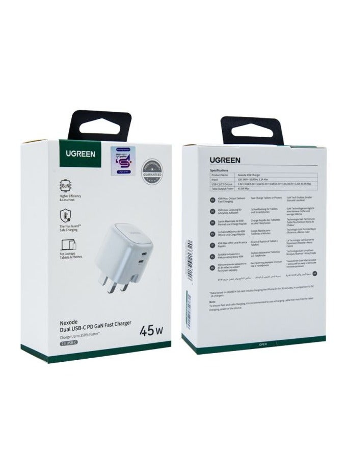 يو جرين شاحن حائط Nexode GaN 2 منفذ USB-C بقوة 45 وات -  - Image 3