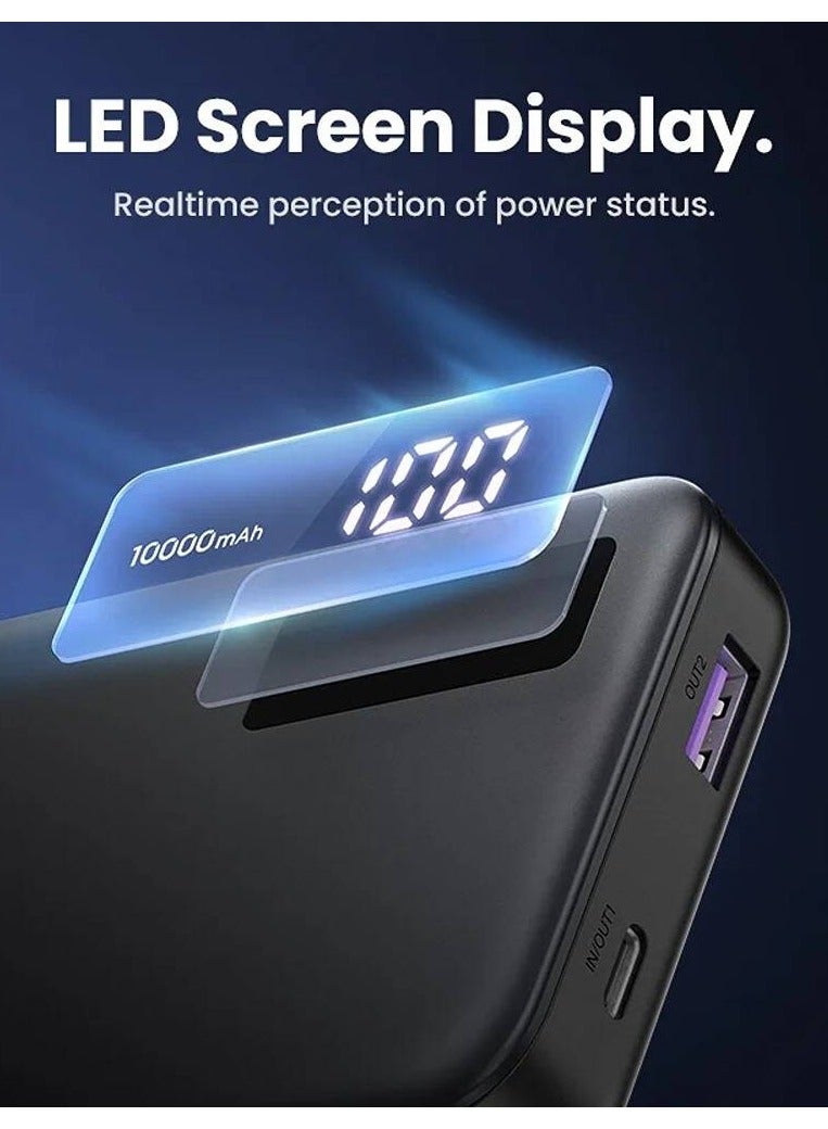 Ugreen 10000 mAh Power Bank Two-Way Fast Charging USB-C Port and USB Port - Black  - Image 2
