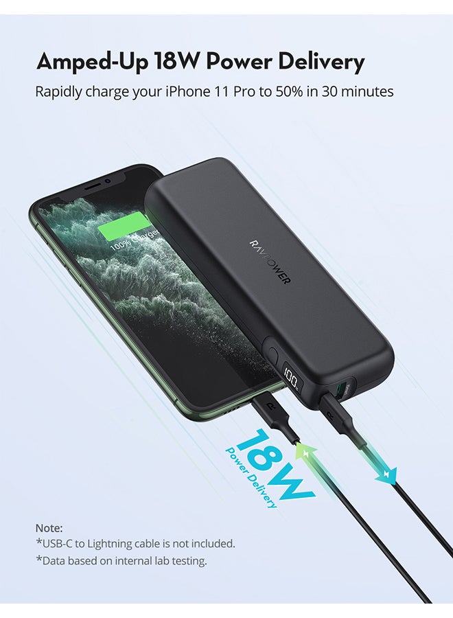RAVPOWER - 15000 mAh RP-PB203 PD Pioneer 30W 2-Port Power Bank With LED Display Black - Image 1