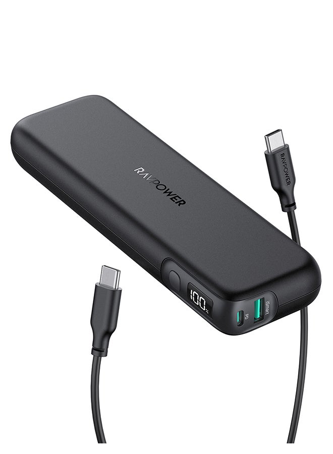 RAVPOWER - 15000 mAh RP-PB203 PD Pioneer 30W 2-Port Power Bank With LED Display Black - Image 1