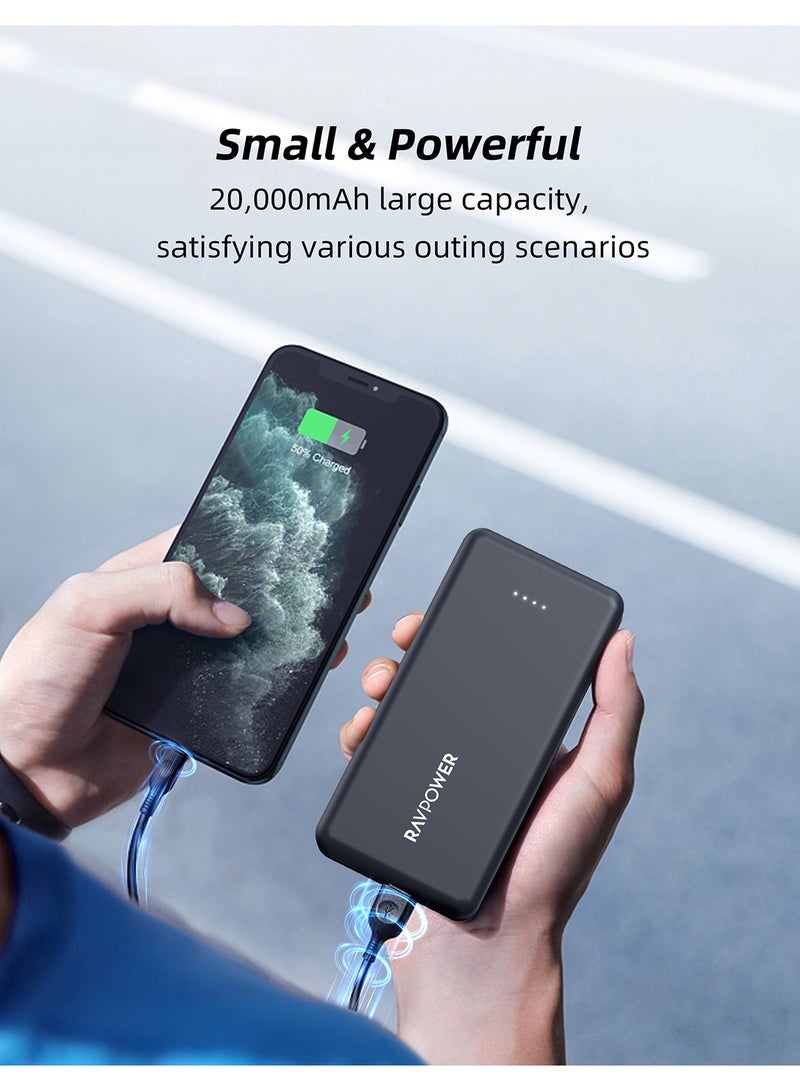 RAVPOWER - 20000 mAh RP-PB1216 15W 4-Port Power Bank Black - Image 1