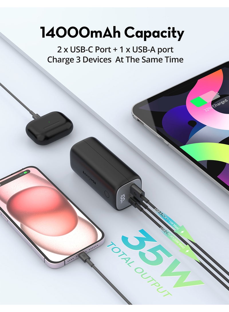 RAVPOWER 14000 mAh 14000 mAh RAPB208 Mini PD30W Power Bank 2C1A Black  - Image 2