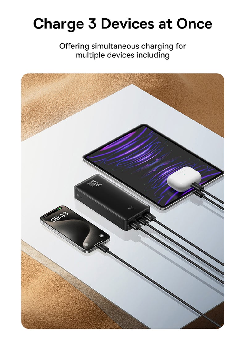 18400 mAh LiFePO4 Digital Display Power Bank 18400mAh 20W Cluster (With Simple Series Charging Cable USB To Type-C 3A 0.3M) Black