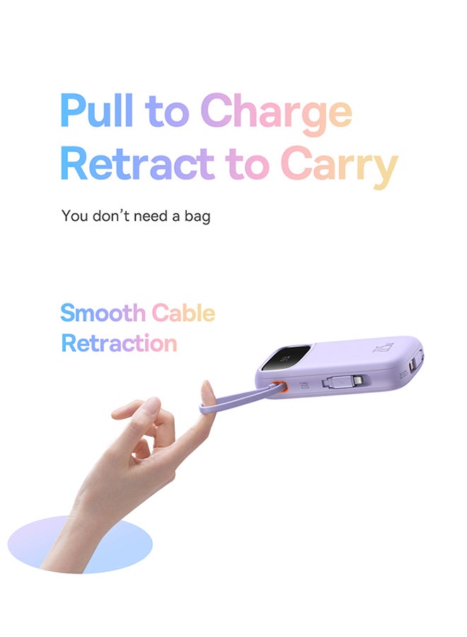 Baseus 20000 mAh OS Qpow2 Dual-Cable Digital Display Fast Charge Power Bank 22.5W Nebula Purple (With: Simple Charging Cable Type-C 3A 0.3M) White  - Image 4