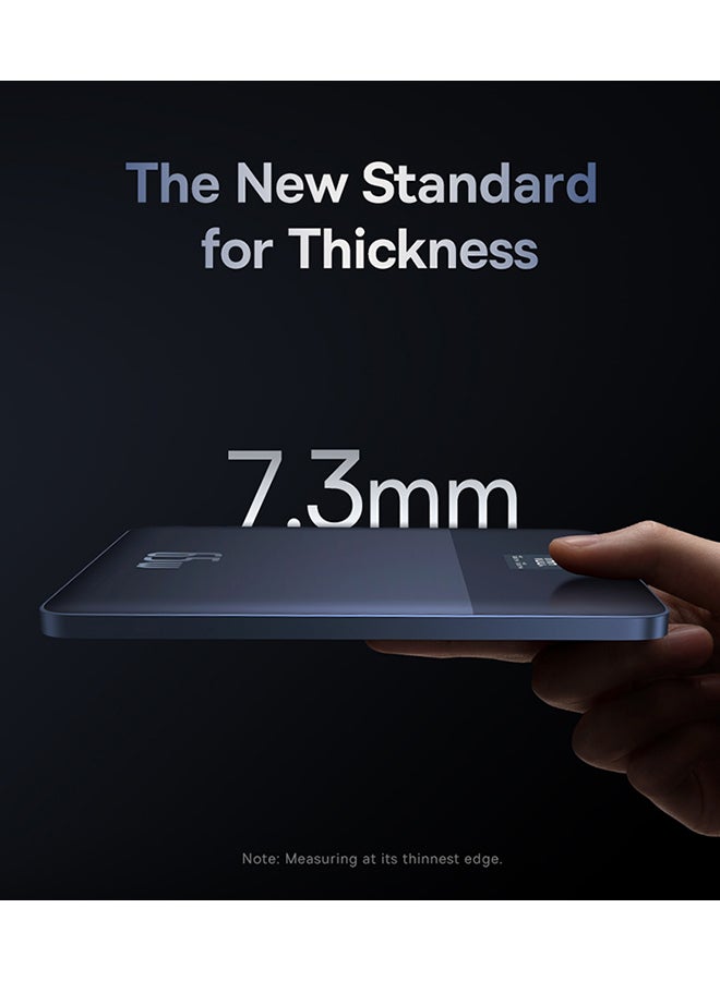 بيسوس OS Blade2 Fast-Charging Power Bank With Digital Display Intelligent Edition 65W Mariana Blue (With Baseus Mini White Series Fast-Charging Cable Type-C to Type-C 100W (20V/5A) 50cm Black) White - Image 3