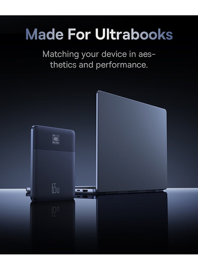 بيسوس OS Blade2 Fast-Charging Power Bank With Digital Display Intelligent Edition 65W Mariana Blue (With Baseus Mini White Series Fast-Charging Cable Type-C to Type-C 100W (20V/5A) 50cm Black) White - Image 5