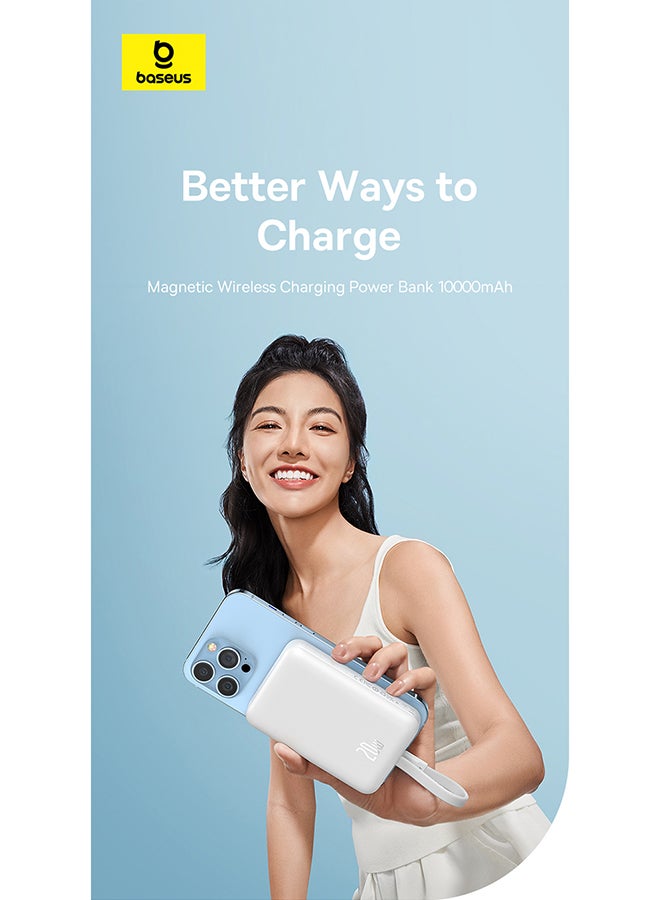 Baseus 10000 mAh Magnetic Mini Wireless Fast Charge Power Bank Type-C Edition 30W Stellar White - Image 1