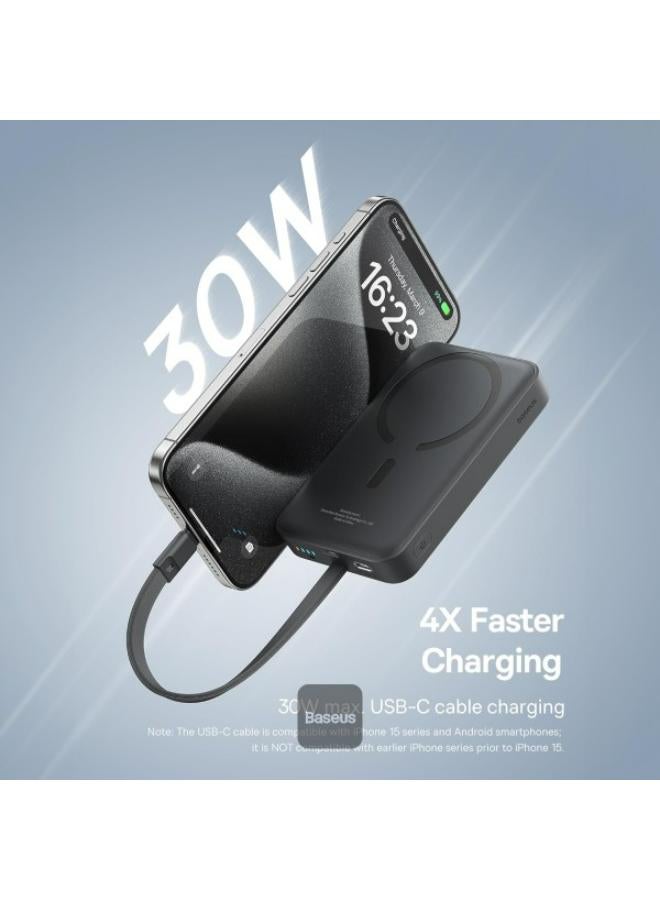 Baseus 10000 mAh Magnetic Mini Wireless Fast Charge Power Bank Type-C Edition 30W Cluster Black  - Image 5