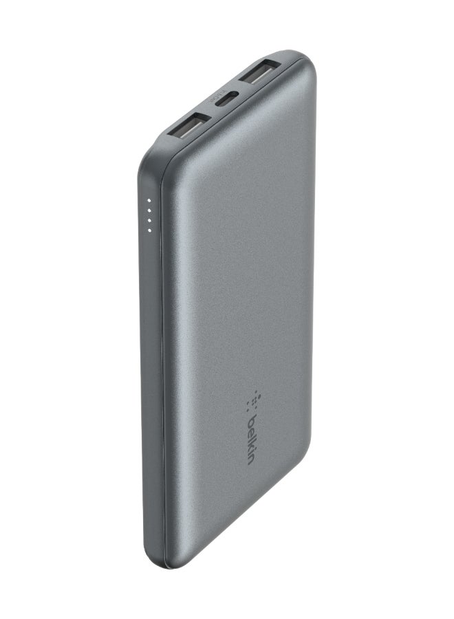 belkin 10000 mAh BoostCharge Power Bank - 15W Fast Charger 1x USB C, 2x USB A ports For Apple iPhone 16/15 Or Older, Google, Samsung, Huawei, iPad Pro/iPad Mini - Grey - Image 1